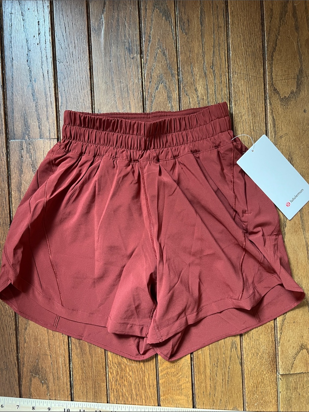 Lululemon Cranberry Charm Red Track That High Rise 5" Shorts Size 4 NWT
